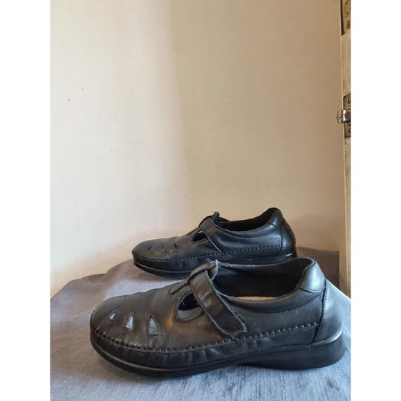 SAS Tripad Comfort Roamer Black Leather Walking Shoe T-strap Mary Jane 10 - Picture 4 of 9